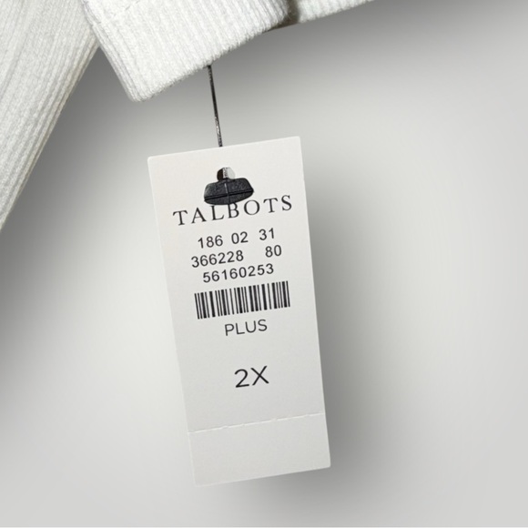 NWT TALBOTS RIBBED SCOOP NECK TEE Plus 2X White - Picture 8 of 14